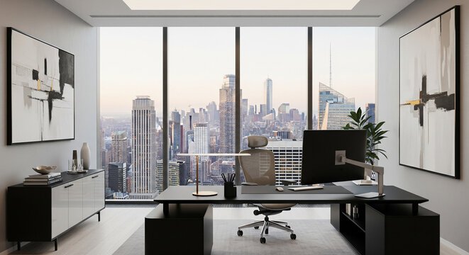 work desk with the panaroma view